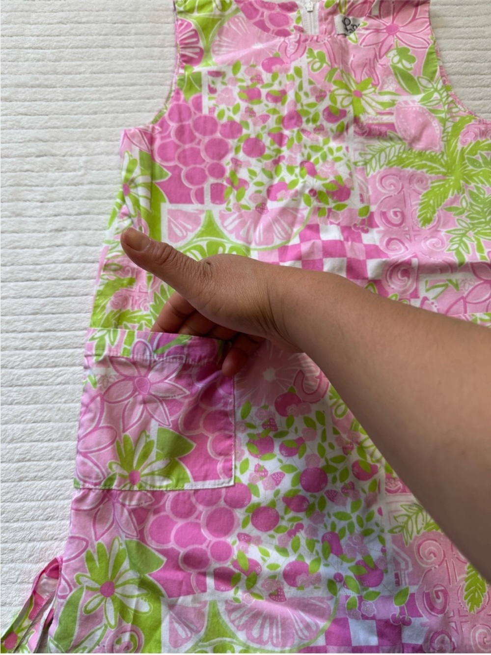 Lilly Pulitzer Pink & Lime Patchwork A-Line Dress - Picture 3 of 8